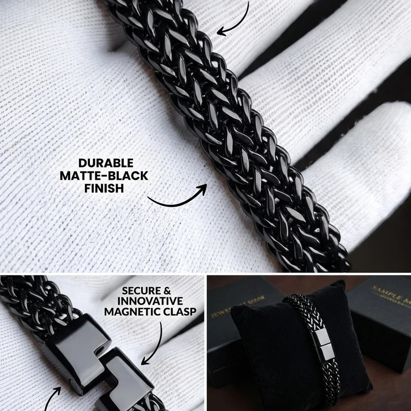 Double Row Cuban Bracelet (Black)