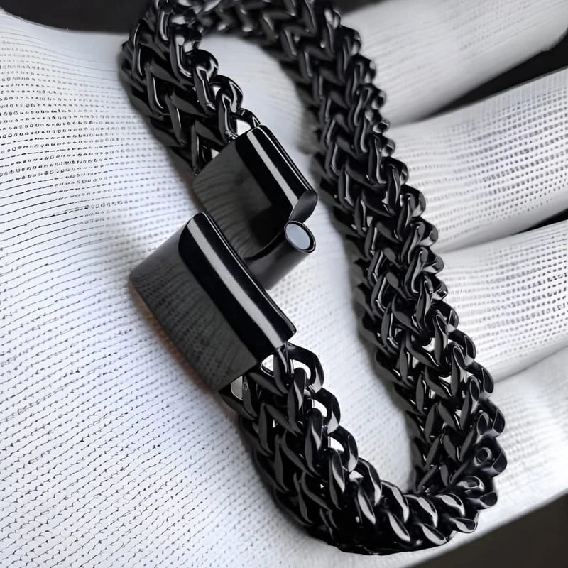Double Row Cuban Bracelet (Black)