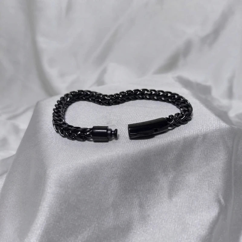 Stainless Steel Bracelet Retro Grey Keel Chain Men'S Thick Bracelet