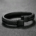 LEATHER MENS MEN 20CM BLACK