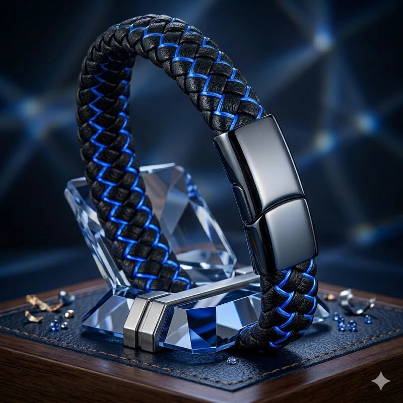 LEATHER MENS MEN 20CM BLACK