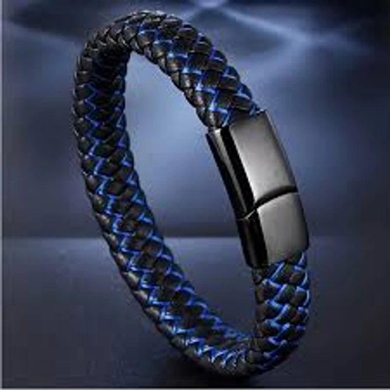 LEATHER MENS MEN 20CM BLACK