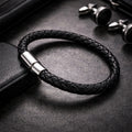 Black PU Leather Magnetic Bracelet Men's Mature 6