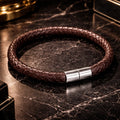 Black PU Leather Magnetic Bracelet Men's Mature 7