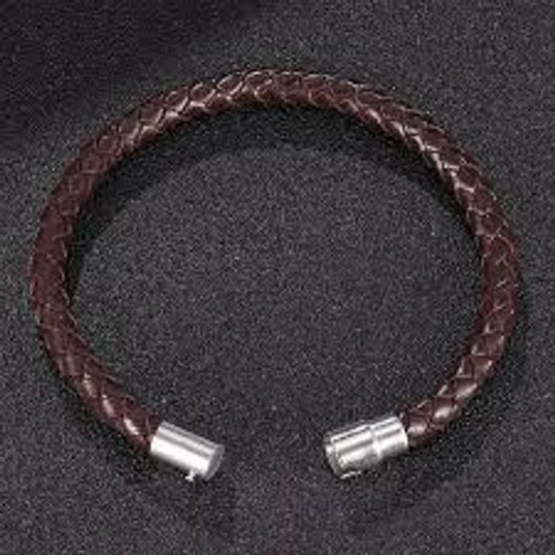Black PU Leather Magnetic Bracelet Men's Mature 7